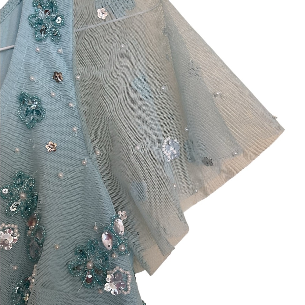 Adrianna Papell Light Blue Floral Embellished Dress - Picture 6 of 7